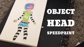 Object head speedpaint || Watercolor Pens