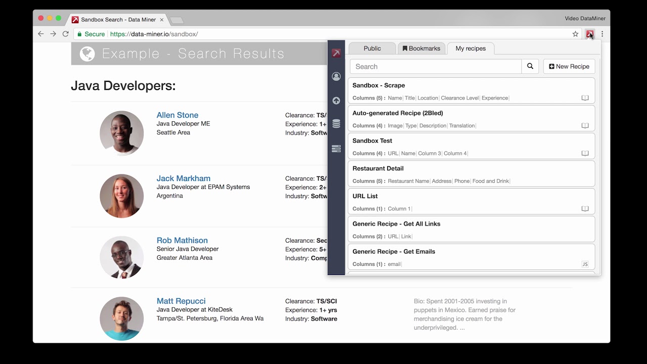 Extract data from any website with 1 Click with Data Miner