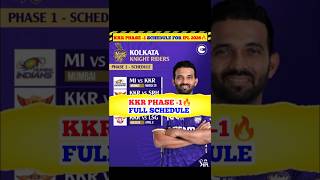 KKR Full Schedule Phase -1🔥 IPL 2026 #shorts #ipl2026 #cricketnews