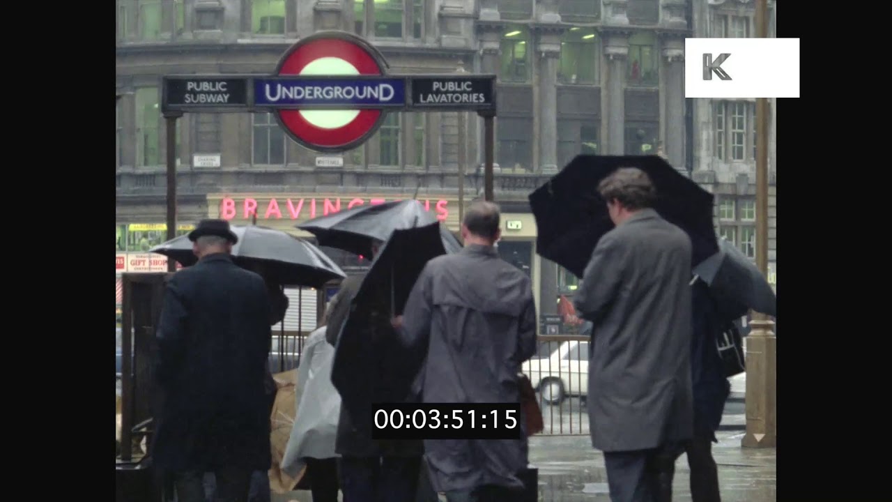 1960s London in the Rain, Tube Station Dash, HD from 35mm | Kinolibrary