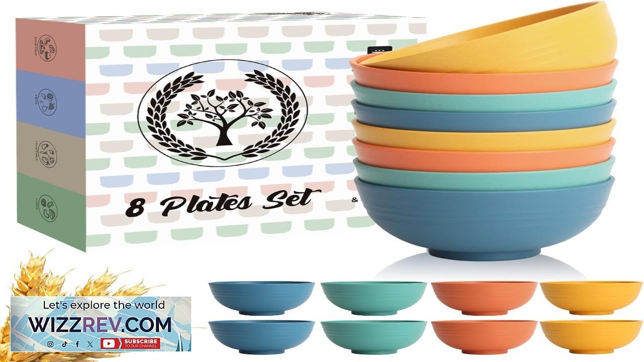 Homienly Wheat Straw Small Bowls Unbreakable Dessert Bowls 8 PCS 10 OZ