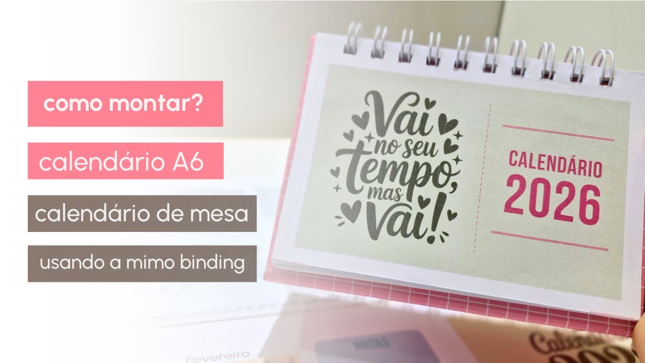 Montagem de calendário de mesa A6 horizontal com a Mimo Binding  #encadernacaoartesanal