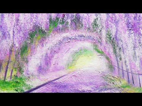 油絵】藤の花 - YouTube