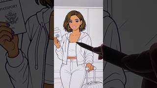 How to color She’s Going on a Trip ✈️💖”#coloring#art#coloringvideo#shorts#satisfying #coloringfun