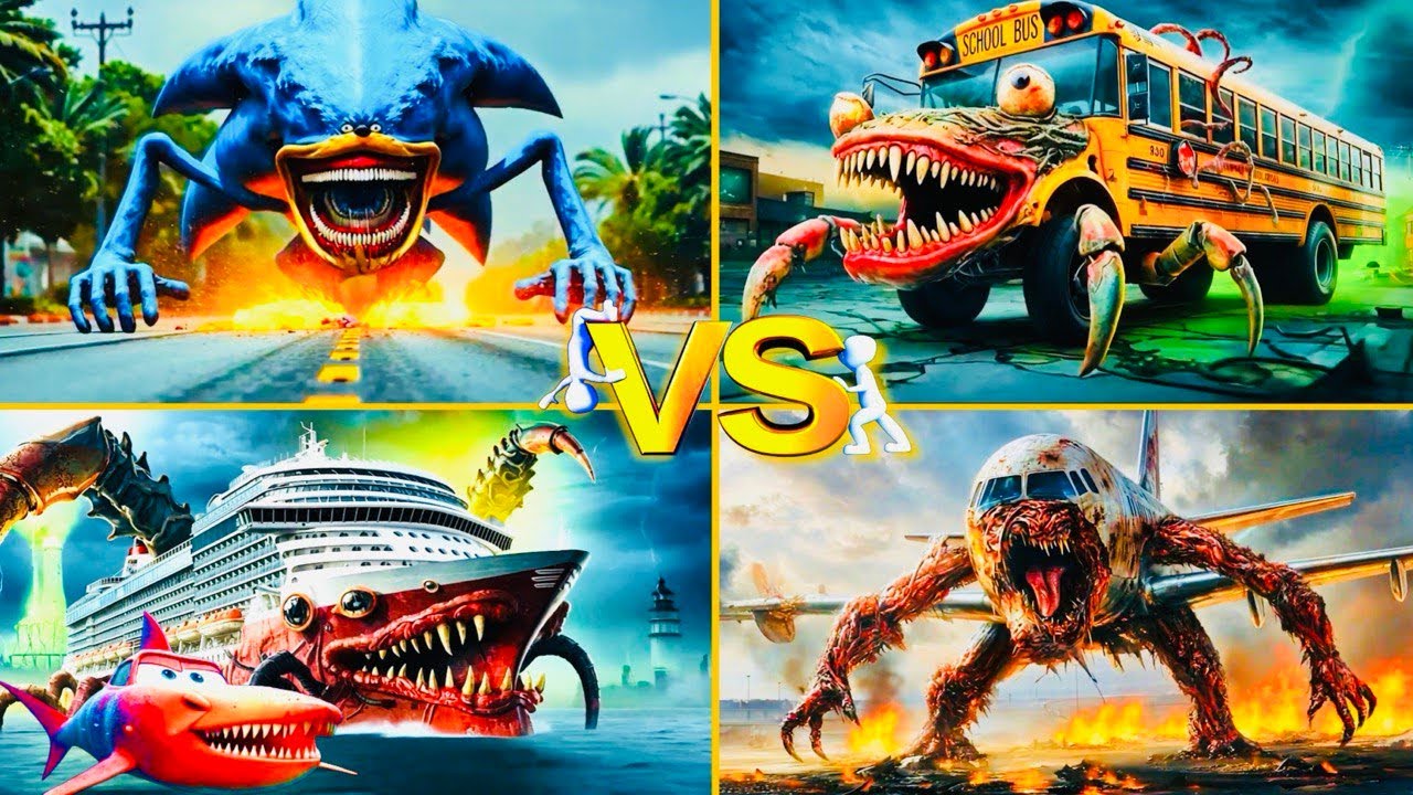 Sonic Tapes 🆚 School Bus 🆚 Ship Monster 🆚 Infected Sky – Tiles Hop EDM Rush