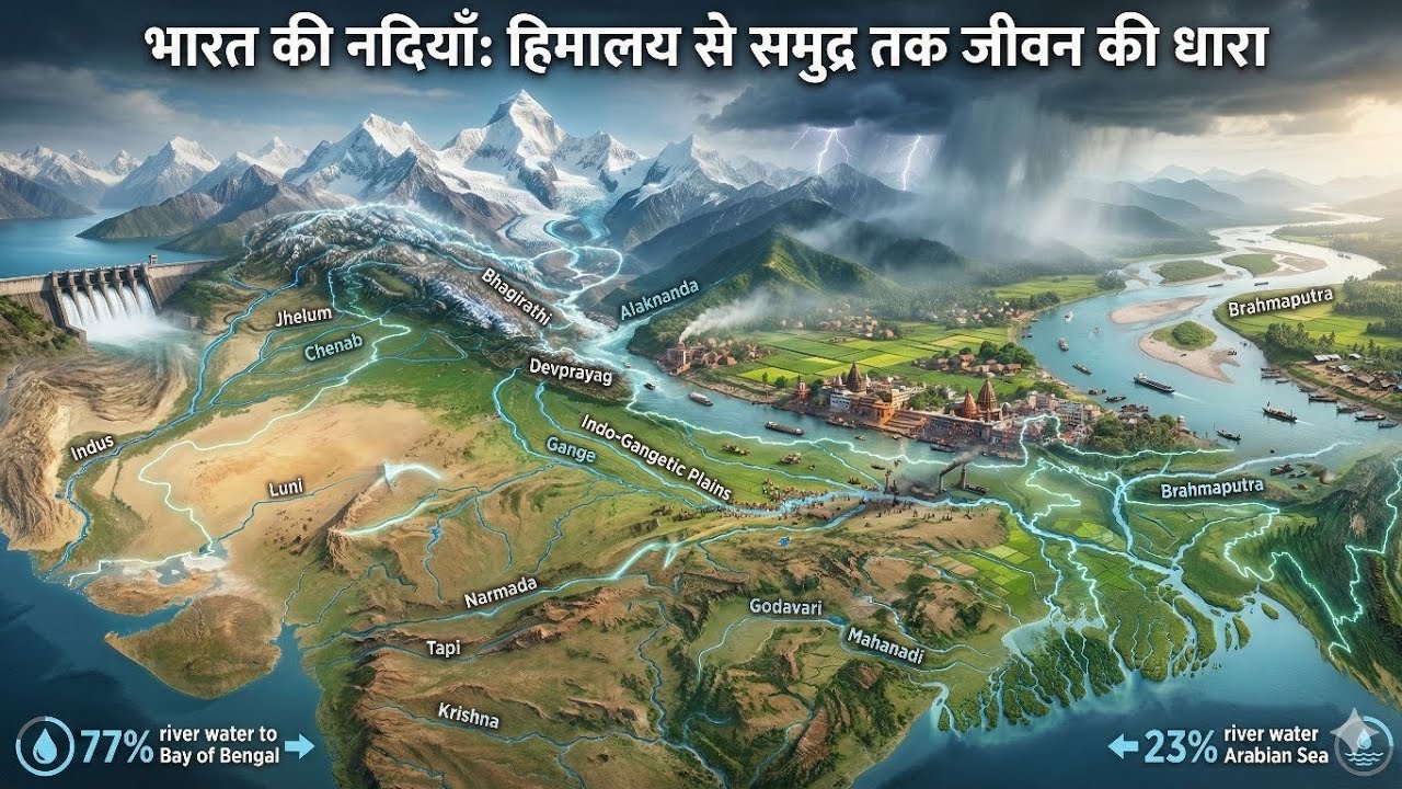 भारत की नदियाँ 🌊 | हिमालय से समुद्र तक भारत की जीवनरेखा