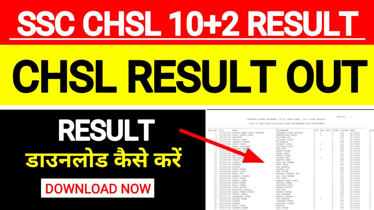 SSC CHSL 2021 Final Result | ssc chsl result 2021 download kaise kare | ssc chsl tier 1 result 2023