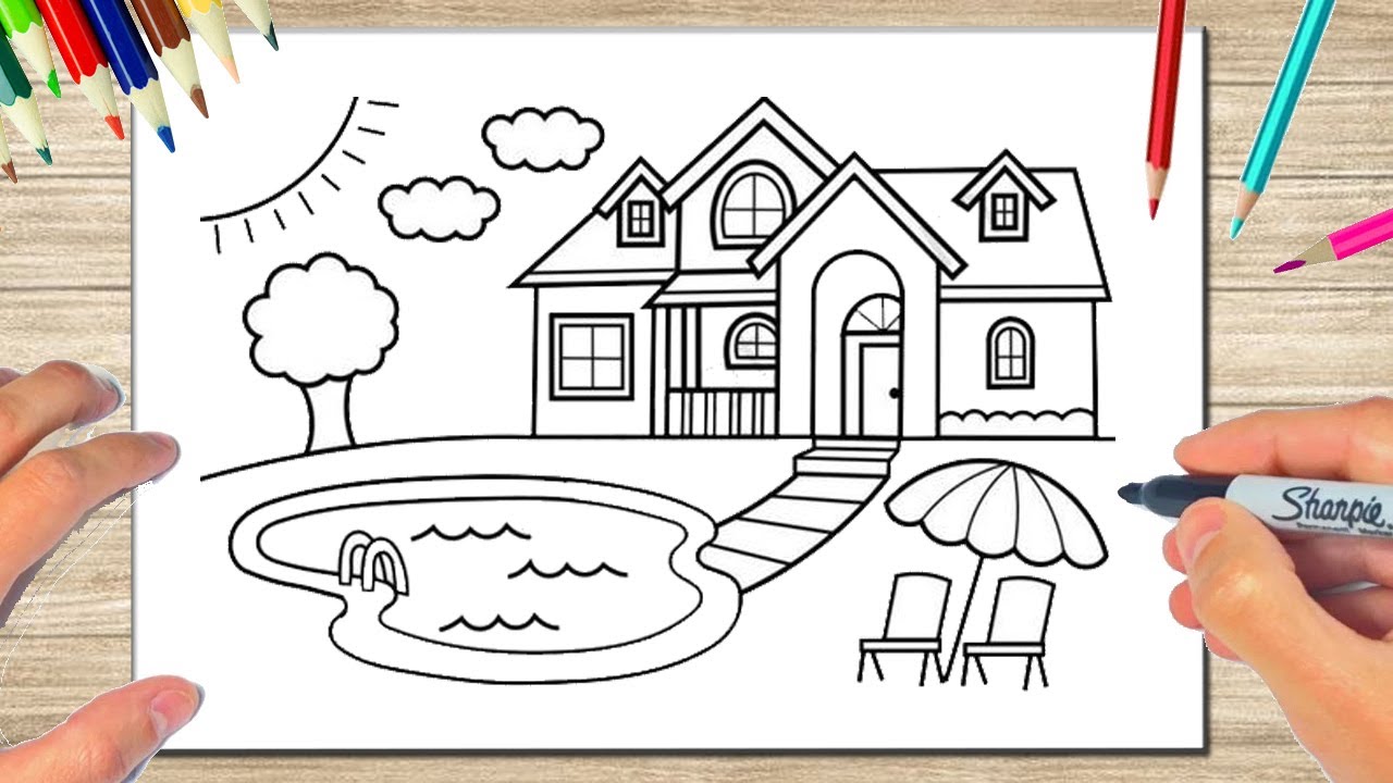 Como DIBUJAR una CASA 🏠 | Paso a Paso | Dibujo FACIL | Para NIÑOS |  DIbujArteMania