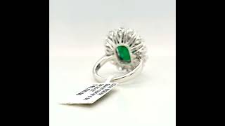 18K White Gold 4.97 ct Emerald 3.52 ctw Diamond Flower Ring EM000D7 | Shin Brothers*
