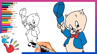 How to Draw Porky Pig from Looney Tunes | Easy Step-by-Step Tutorial for Kids