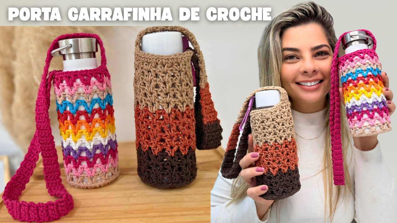 Porta Garrafinha Facil e Econômico de Crochê