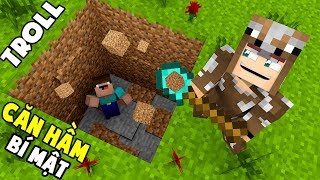 NOOB BỊ CHÔN TRONG CĂN HẦM BÍ MẬT?? (THỬ THÁCH TROLL NOOB BẰNG XÂY CĂN HẦM BÍ MẬT TRONG MINECRAFT!!)