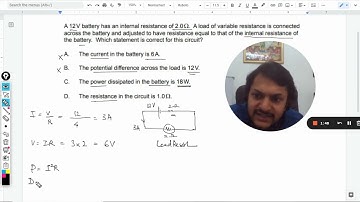 A 12V battery has an internal resistance of 2.0Ω. A load of variable resistance is connected
