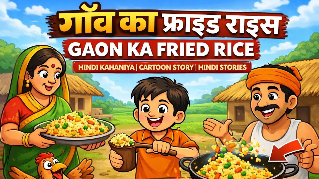 गाँव का फ्राइड राइस | GAON KA FRIED RICE | HINDI KAHANIYA | CARTOON STORY | HINDI STORIES | KAHANI
