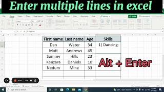 How to add multiple lines to an excel cell