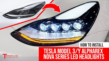New Upgrade Tesla Model 3 / Y Sequential LED & Amber Turn Signal Headlights - AlphaRex & T Sportline