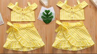 Baby top and umbrella skirt cutting and stitching/4/5 year baby girl top with skirt