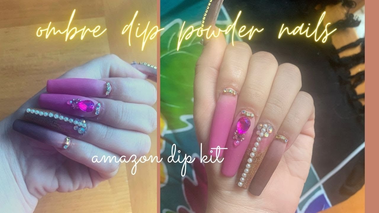 ombre dip powder nails with full cover nail tips/ azure dip powder