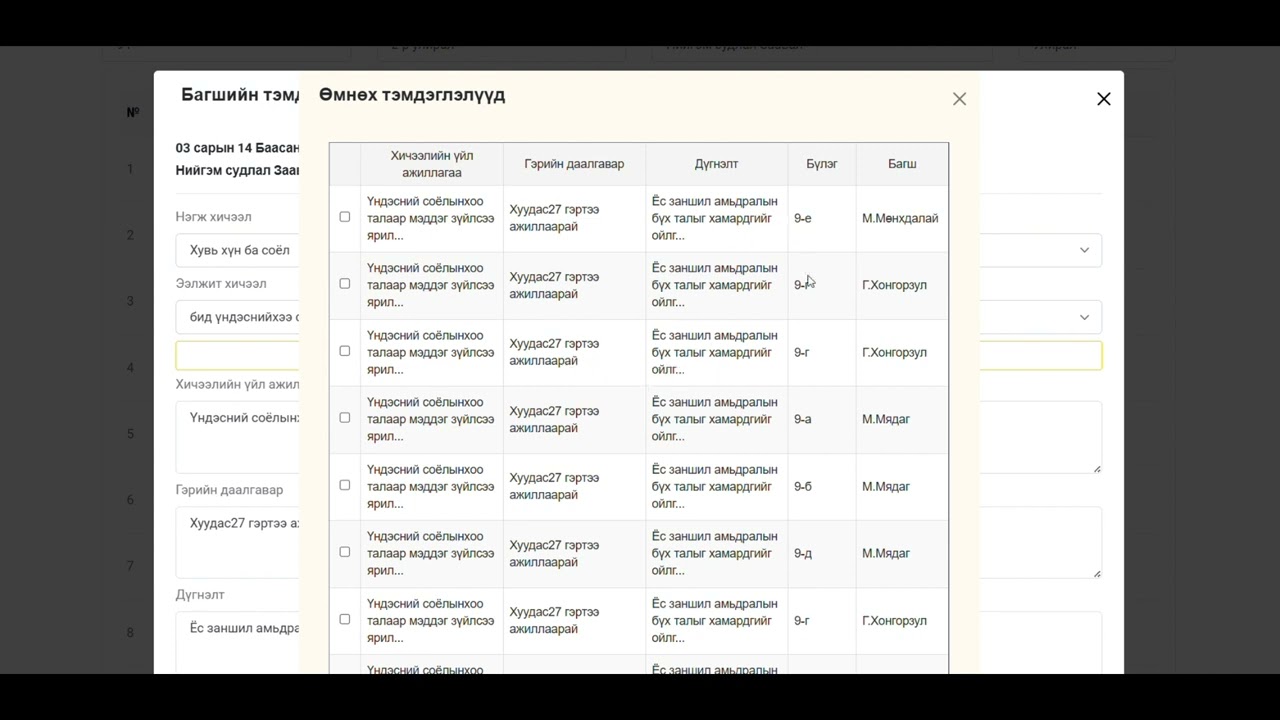 Вэбээс ирц багшийн тэмдэглэл, Үнэлгээ 1, 2 оруулах