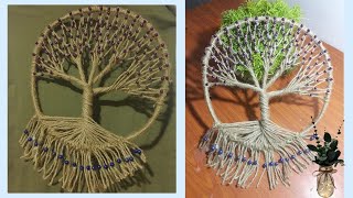 DIY jute rope wall hanging. |Dream catcher craft Tree