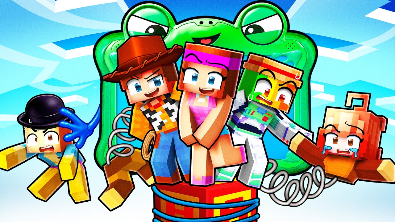 6 amis coincés sur des ÎLES TOY STORY sur Minecraft !