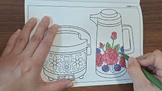 Relaxing Adult Coloring | Japanese Showa Retro Kitchen Items (Colored Pencils)