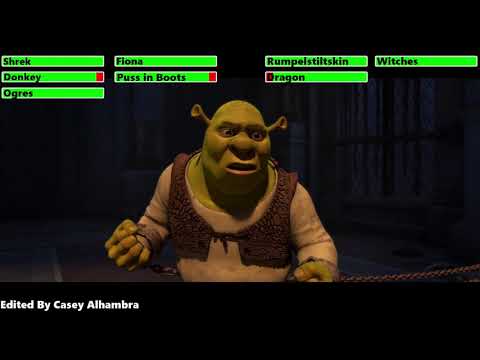 Shrek Forever After (2010) Final Battle with healthbars 1/2