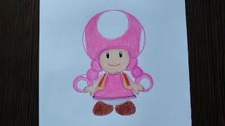 Drawing Toadette from Super Mario step-by-step