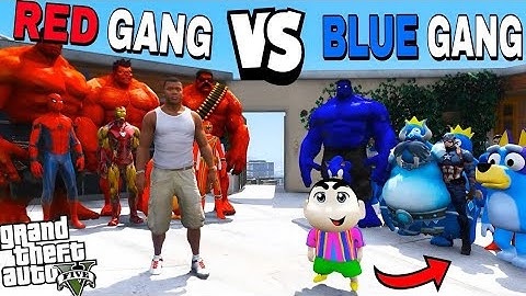 Franklin Green Gang Vs Shinchan Blue Gang Epic Battle In GTA 5!