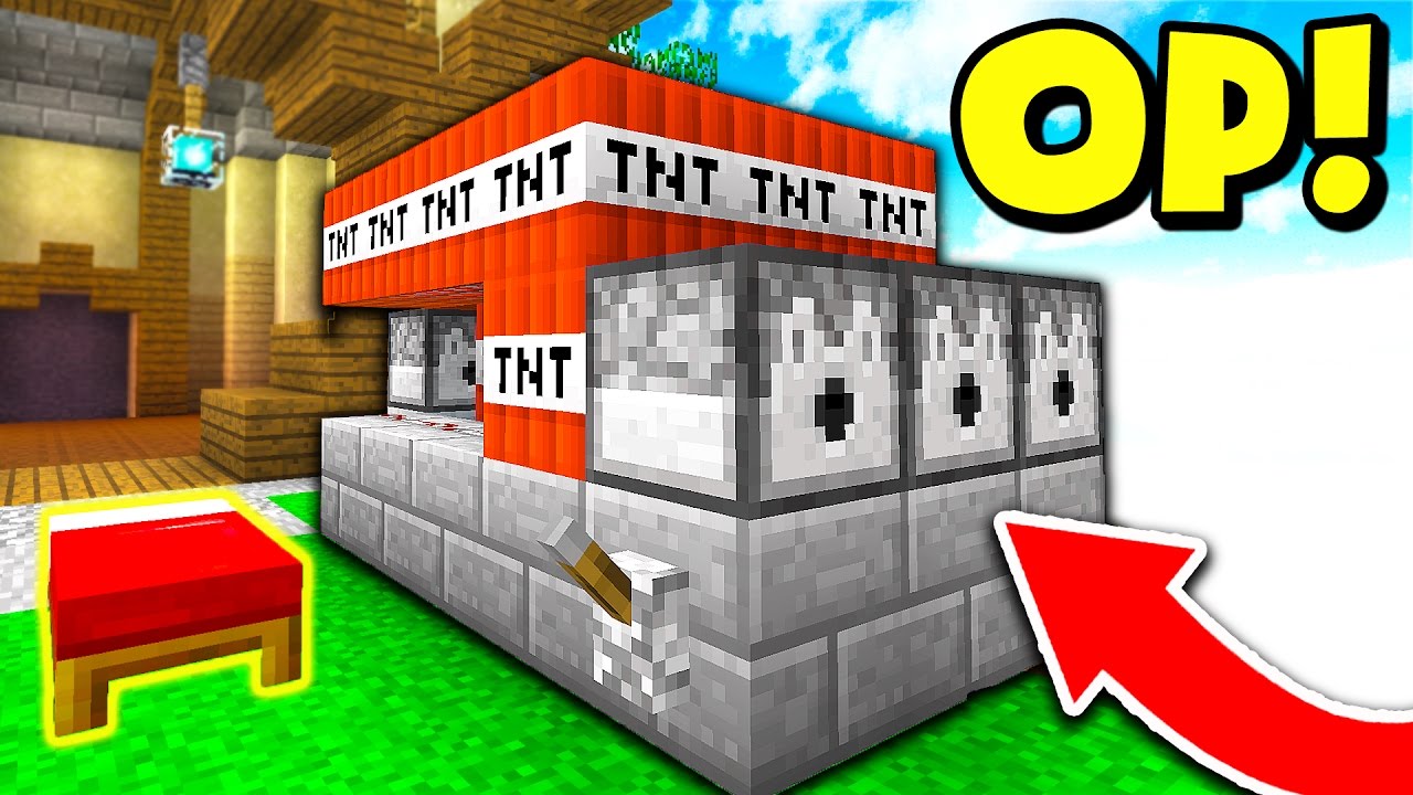 OP TNT CANNON IN MINECRAFT BED WARS! (Minecraft TROLLING