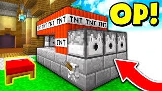 OP TNT CANNON IN MINECRAFT BED WARS! (Minecraft TROLLING)