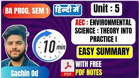 Environment Science EVS Unit 5 Aec Semester 1/2 Easy Summary in Hindi BA program