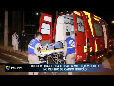 Mulher fica ferida ao bater moto em veiculo no Centro de Campo Mourão