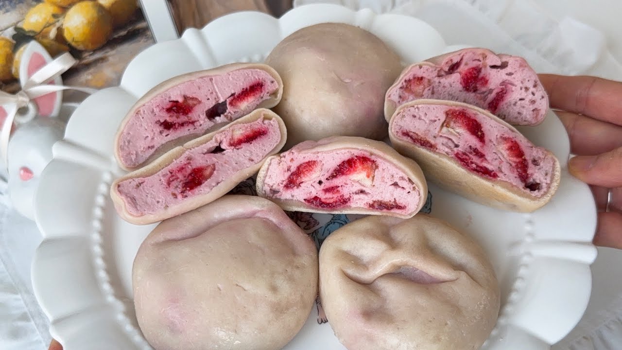 딸기 쫀득빵 레시피🍓새콤달콤🫶쫀득✨ 너무 맛있어요👍 strawberry chewy bread recipe, Korea chewy bread 🍓