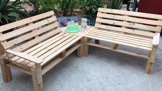 Garden Decoration with Wooden Pallets  DIY Beautiful Table Combination Pallet Bench