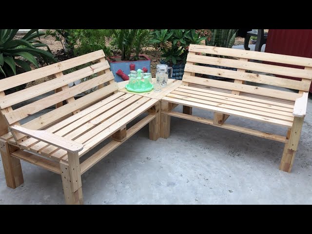 Garden Decoration with Wooden Pallets - DIY Beautiful Table Combination Pallet  Bench - YouTube