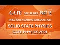 GATE PHYSICS 2021 Solved Paper | Solid State Physics | Previous Year Paper COMPLETE Solution