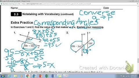 Geometry Lesson 3.3 part 1 Proofs Parallel Lines