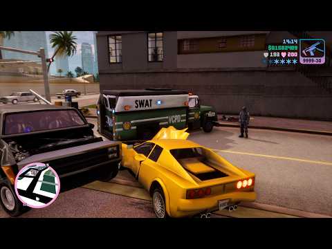 GTA Vice City Cop Shootout + 6 Star Wanted Level Escape