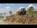 Incredible Powerful Land Filling Equipment Bulldozer Pushing Soil into Water & Truck Dumping Soil