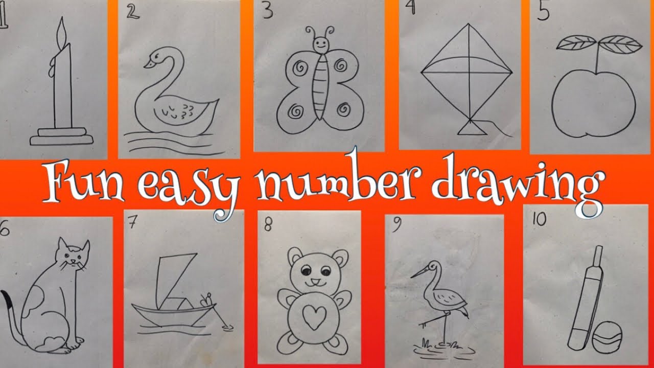 1234567890, How to Draw Number 1 to 10 for kids, Kids Drawing Videos