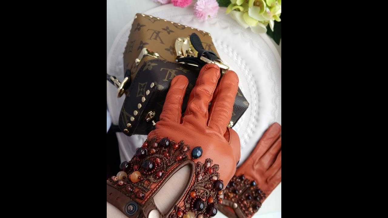 Как сделать вышивку на кожаные перчатки. how to embroider leather