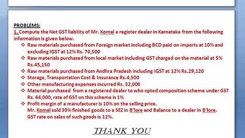 GST, VOL 4 :7,Unit 4 Assessment and Returns, problems on ITC - 10&11