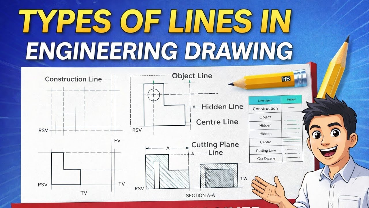 Types of Lines in Engineering Drawing | Pencil & Linetype Explained ...