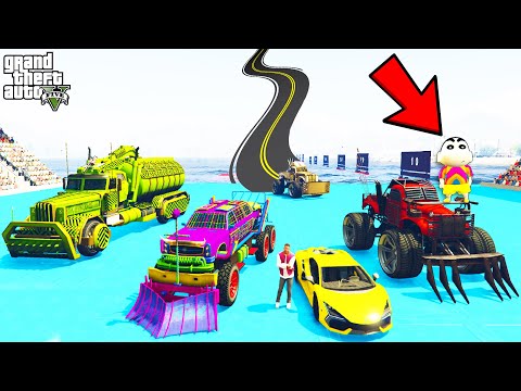 Franklin Testing Cars vs MASSIVE SPEED BLOCKS in GTA 5 | SHINCHAN and CHOP