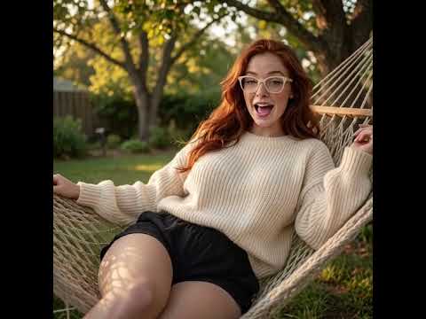 Cammy in Her Backyard Hammock Do you like my red hair and freckles? #redhead