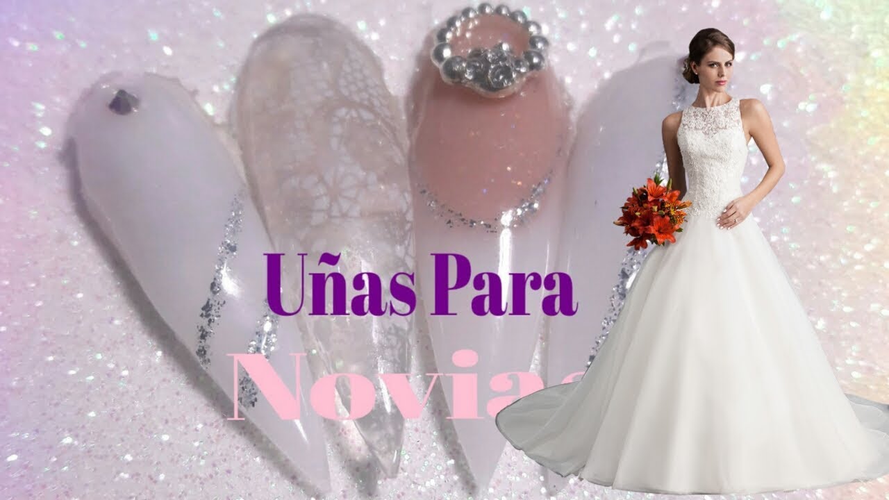 diseño para novia con foil en plata con blanco muy elegantes uñas blancas
