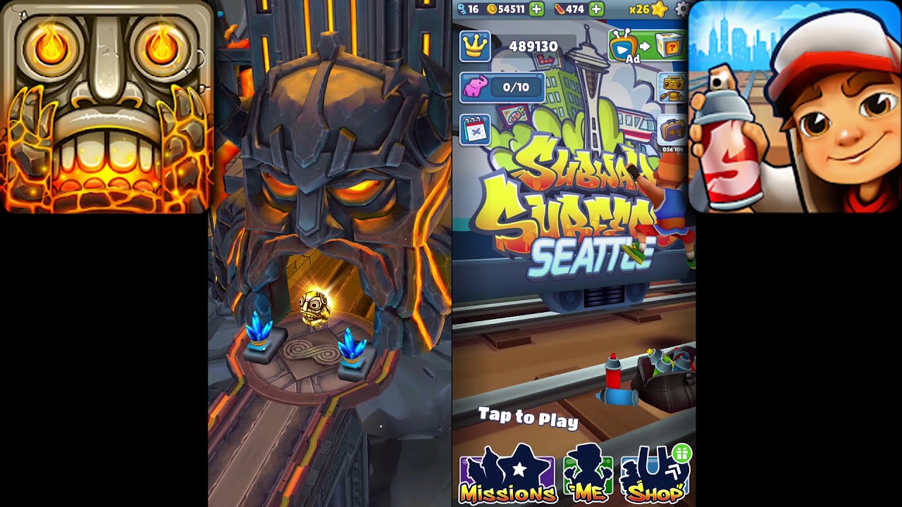 Temple Run 2 Volcano Island Vs Subway Surfers Seattle - Endless Run Android Game Play