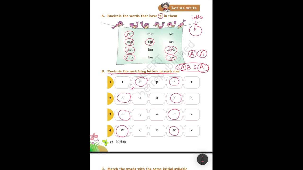 Class 1 english ncert mridang butterflies syllables exercises from page no. 63 to 67. YouTube
