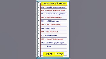 PDF | PNG | GIF | MP3 | TXT | VPN | JPEG Full Form #fullform #shorts #gkquestion #computer